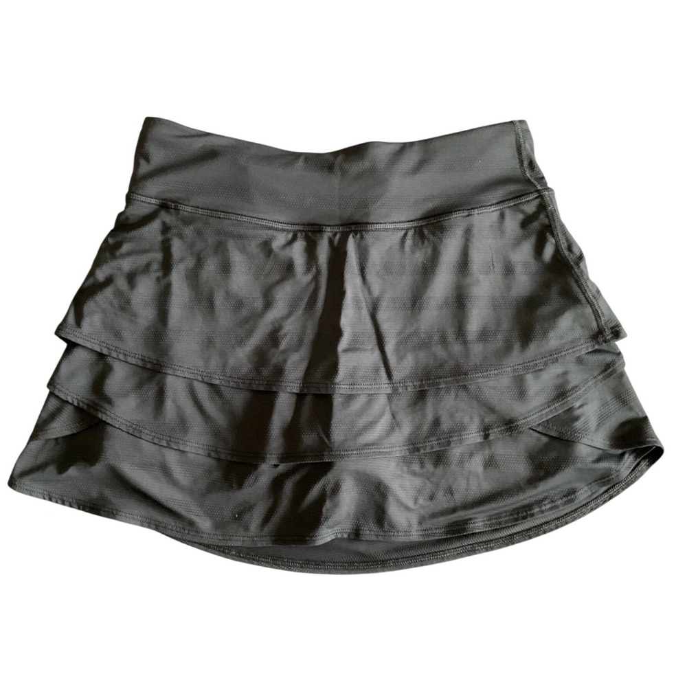 Athleta Girl Black Swing Skort Tiered Athletic Skirt Shorts XL 14 Zipper Pocket - Picture 2 of 7